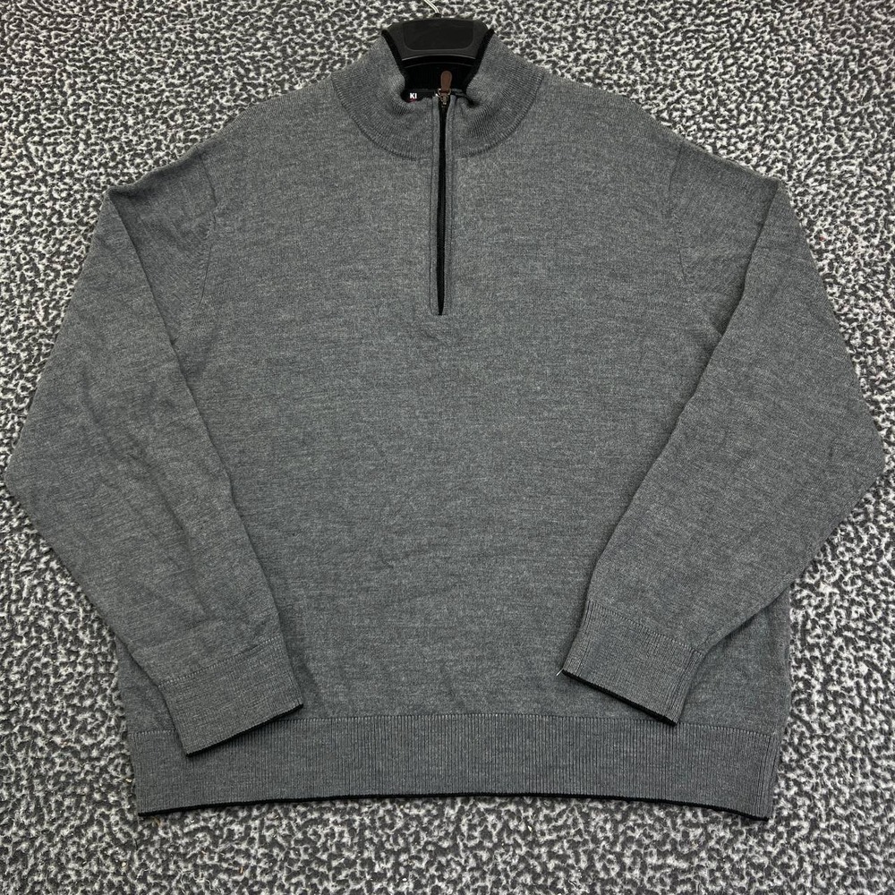 Kirkland Sweatshirt Men XXL Gray Pullover Long‎ Sleeve 1/4 Zip Merino Wool 2XL